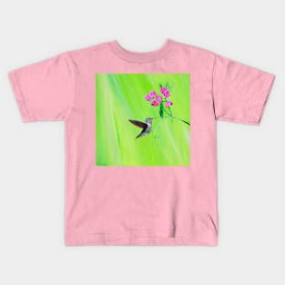 Hummingbird and Sweet Peas Painting Kids T-Shirt